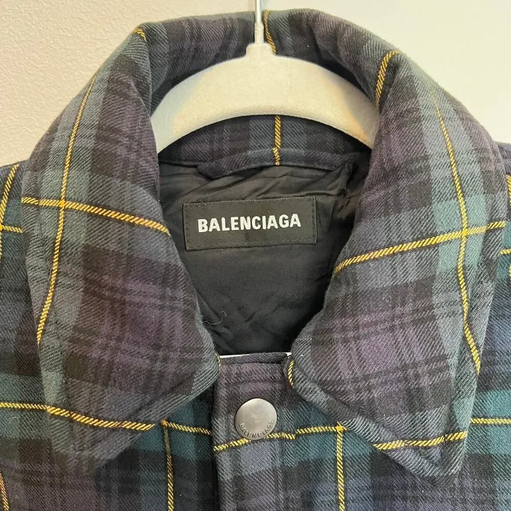 Balenciaga flannel padded puffer jacket